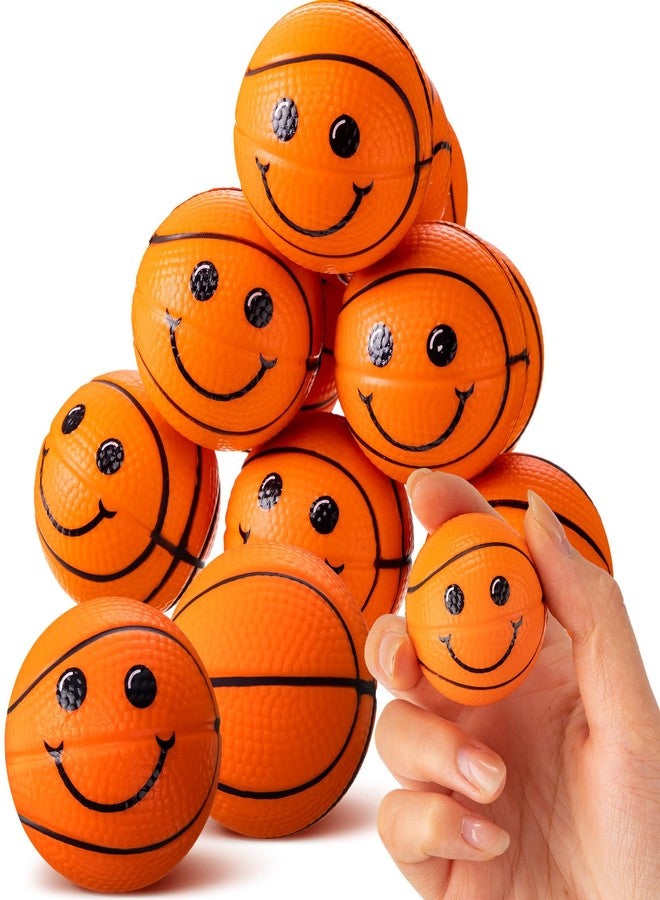 Arrowbash 12 Pcs Face Stress Balls Sport Squeeze Balls Mini Stress Relief Balls Smile Foam Balls for School Office Carnival Reward Birthday Party Favors(Basketball) - Image 1